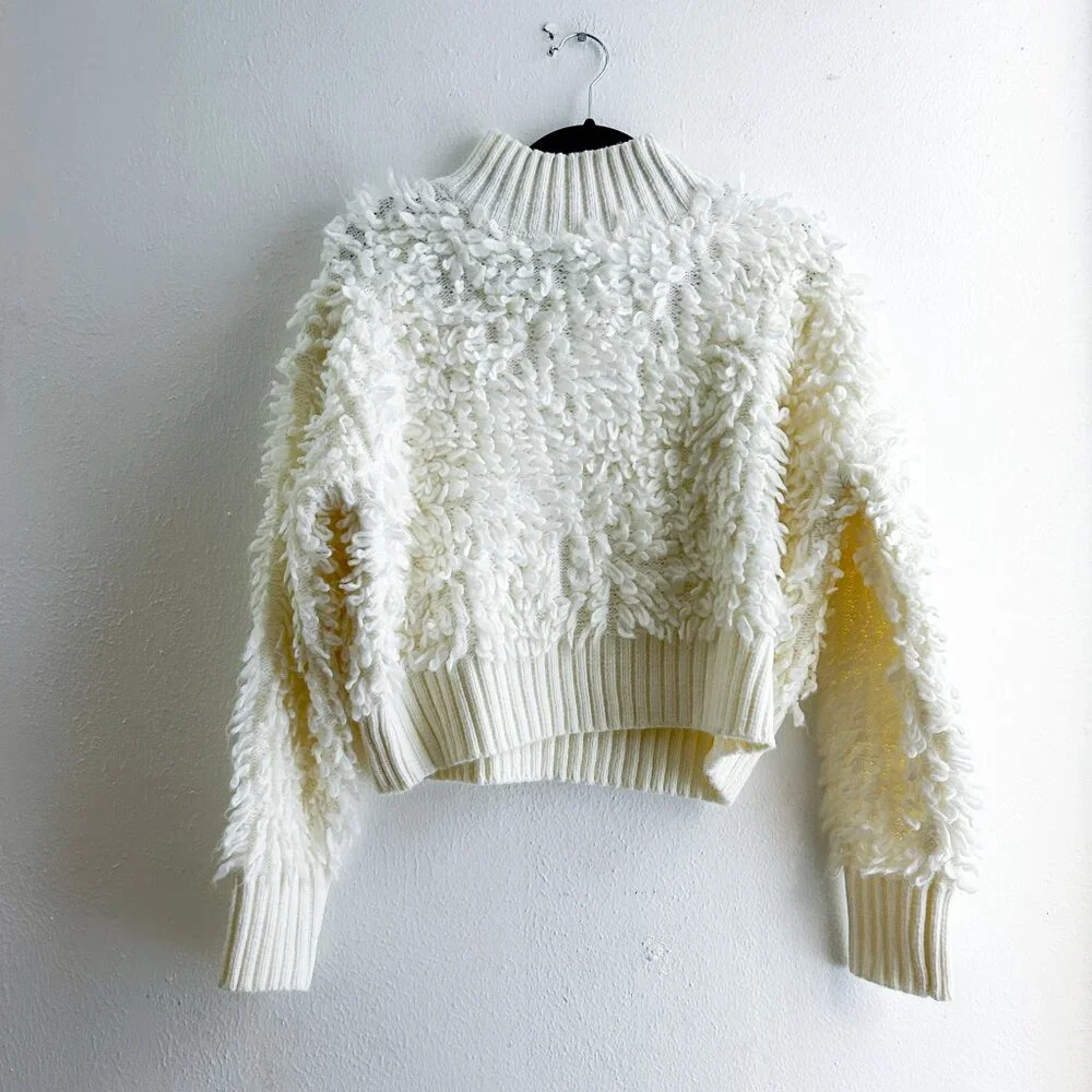 ANTHROPOLOGIE MAEVE Callahan Mock-Neck Loop-Stitch Sweater in Cream/Ivory - Picture 6 of 10